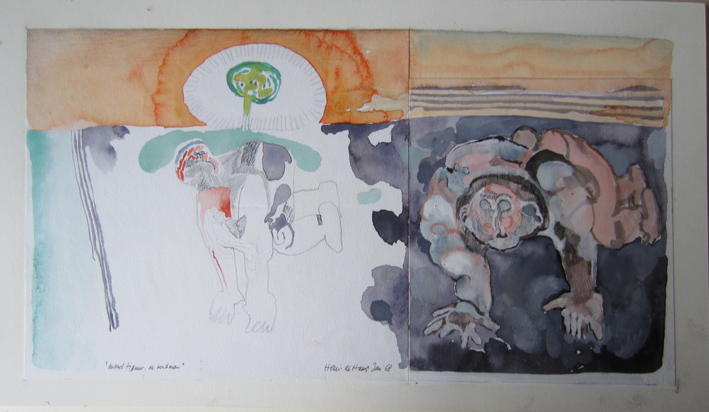 HENRI DE HAAS AQUAREL OP BOARD 1968 DOGTROEP kopen? Bied vanaf 1!