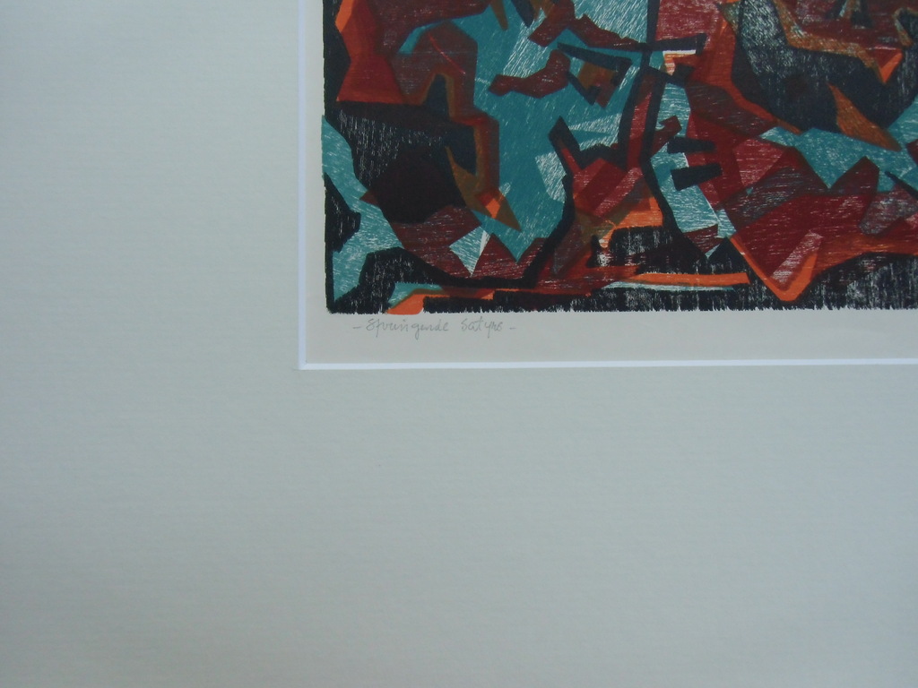 SPRINGENDE SATYRS  //  KLEURENHOUTSNEDE VAN COR DE WOLFF kopen? Bied vanaf 40!