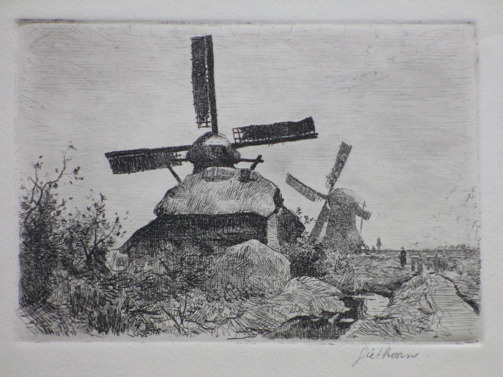 Willem Bastiaan Tholen - W.B. Tholen, Molens bij Giethoorn, Ets verkocht voor € 60!
