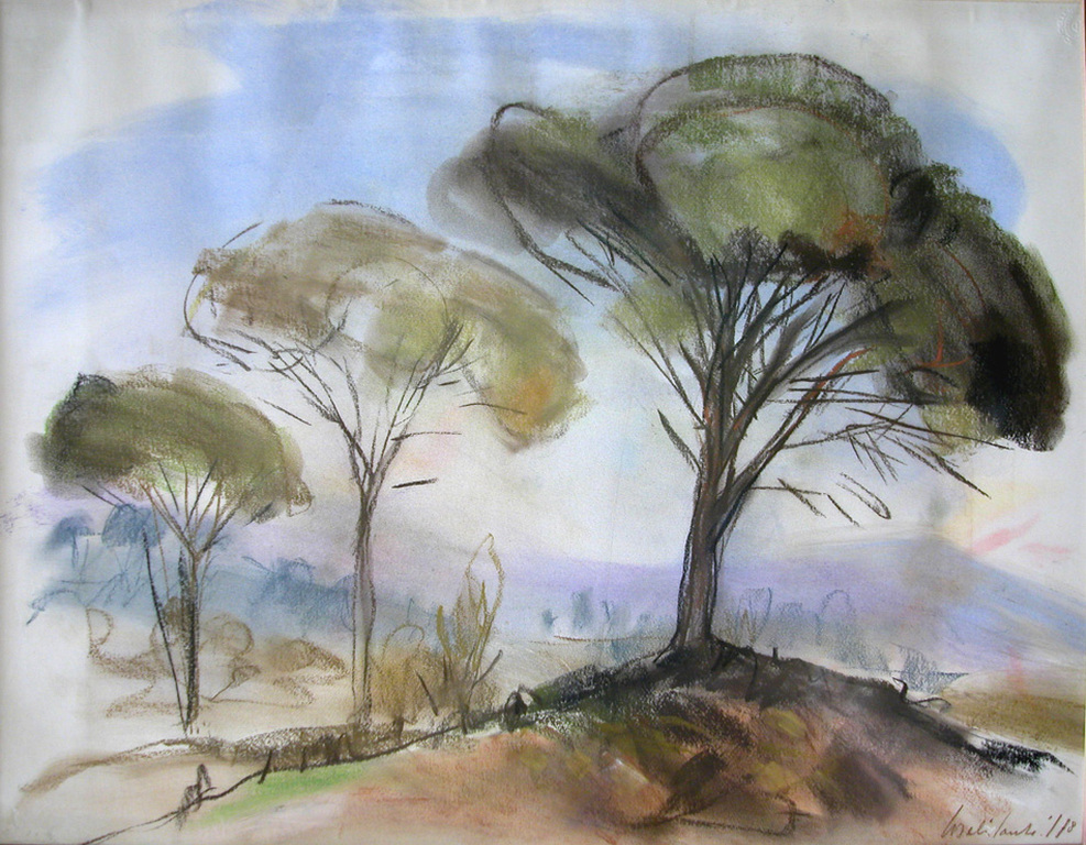 Willy Belinfante, BOMEN IN DE PROVENCE, pastel op papier verkocht voor € 51!