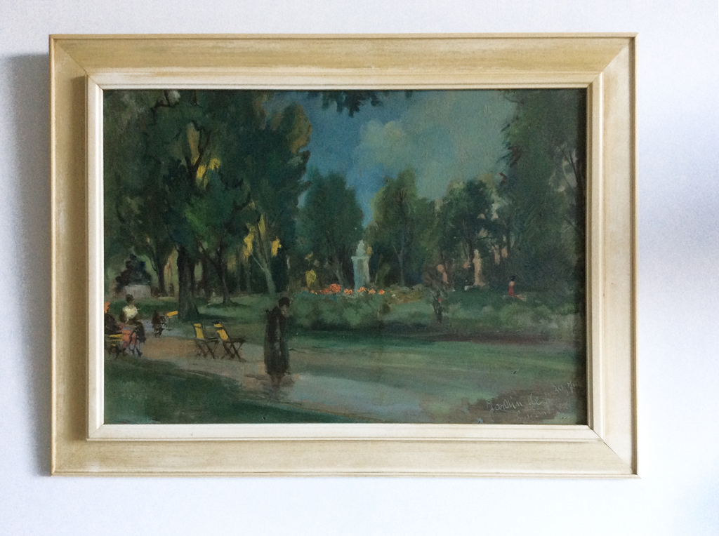 Onbekende kunstenaar - Jardin de Luxembourg, olieverf op paneel, gelijst kopen? Bied vanaf 75!