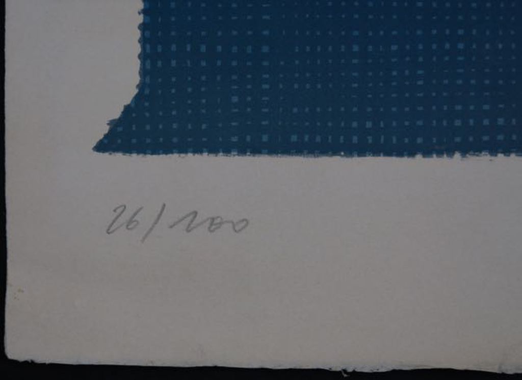 Onbekend gesigneerd: Zeefdruk, Blauwe pilaar kopen? Bied vanaf 1!