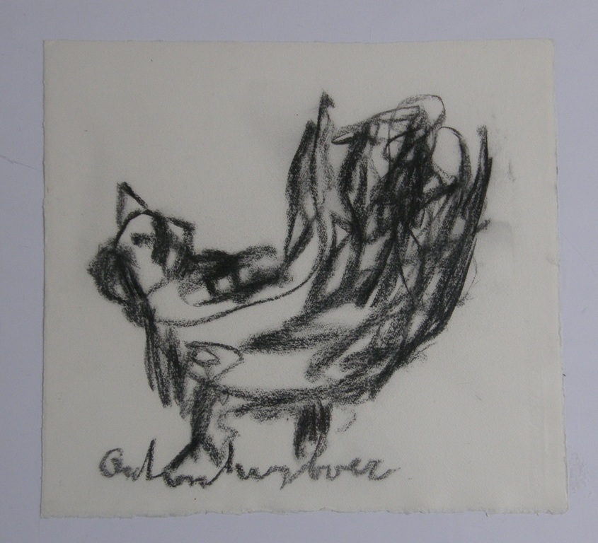 Anton Heyboer: Twee houtskoolkippen met Certificaat van Echtheid kopen? Bied vanaf 195!