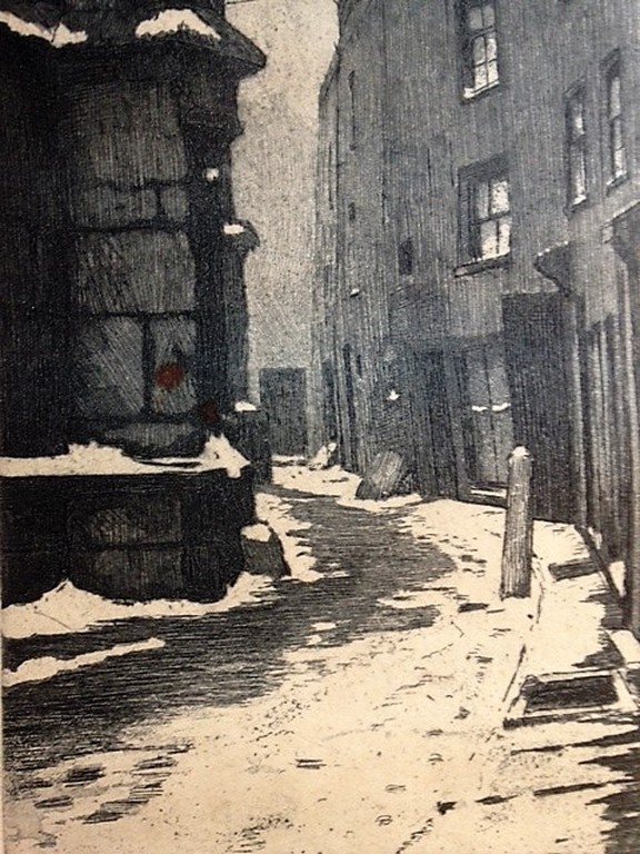 Eugene Lucker (1876-1943), grafiek, Oud stadsgezicht verkocht voor € 70!