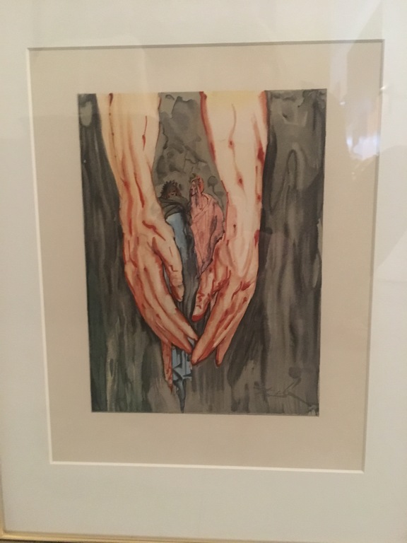 Salvador Dali, Kleurenlitho, Surrealistische figuren met handen kopen? Bied vanaf 1!