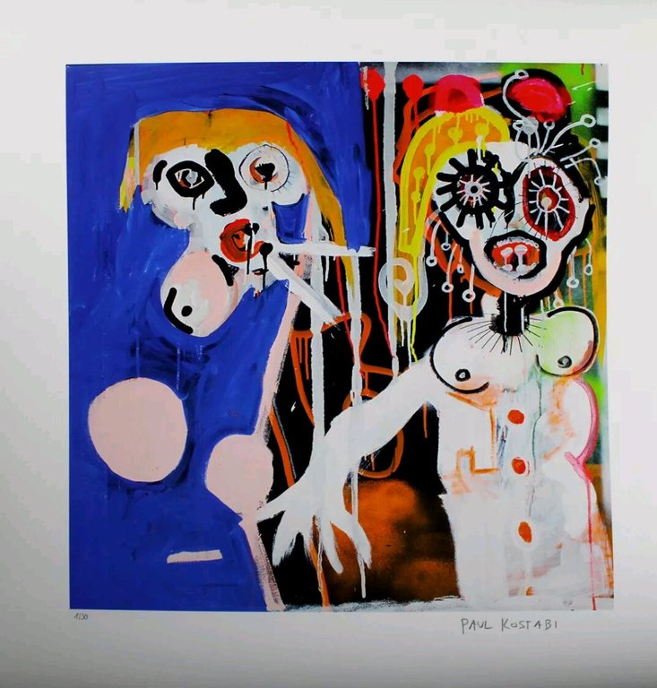 Verlaagd!!!!! Paul Kostabi - Giclee - no 2 words verkocht voor € 39!