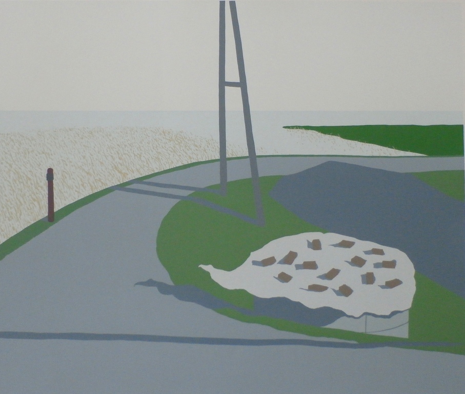 Doris Groeneveld - zeefdruk: kuilgrassilo (Westfriese zeedijk) - 1978  verkocht voor € 45!