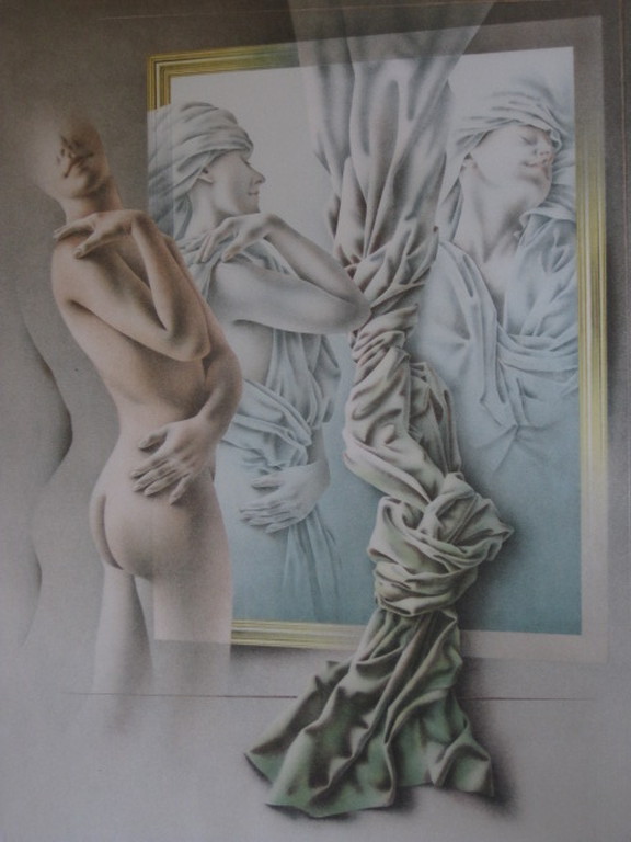 Groot Realistisch grafiek Poen de Wijs 1948-2014) Lithografie "Vrouw " verkocht voor € 40!
