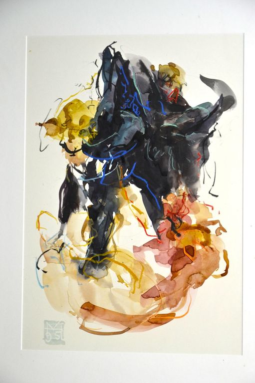 Marli Hommel, aquarel en pastelkrijt: Zonder titel - ingelijst kopen? Bied vanaf 100!