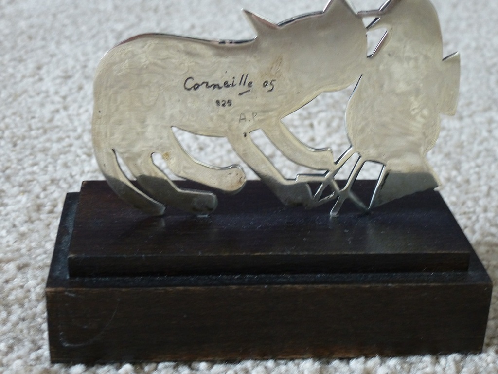 Corneille, zilver beeldje: gesigneerd en genummerd, aanbieding!!! kopen? Bied vanaf 350!
