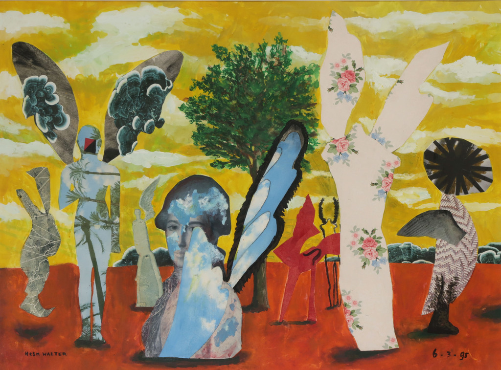 Hein Walter: Collage en Acryl op papier, Wonderland - Ingelijst kopen? Bied vanaf 35!