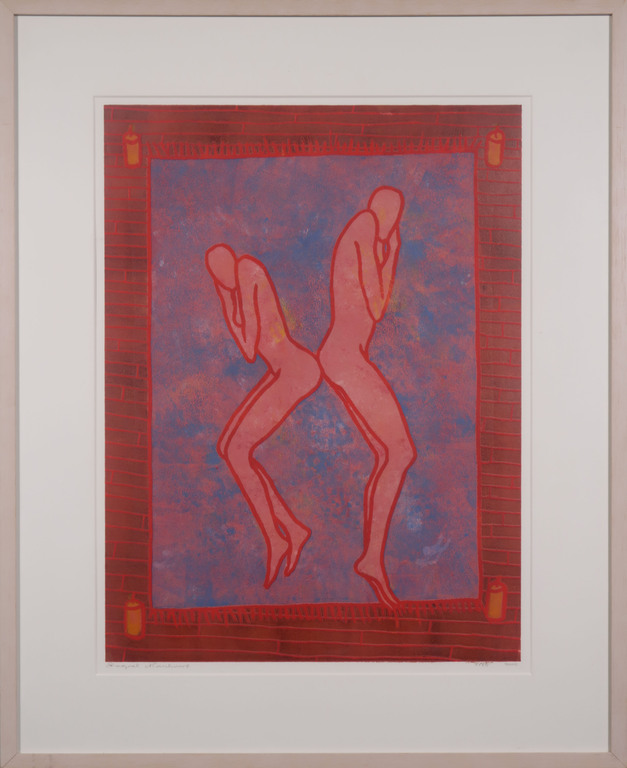 Raquel Maulwurf: Lino, Twee figuren - Ingelijst verkocht voor € 40!