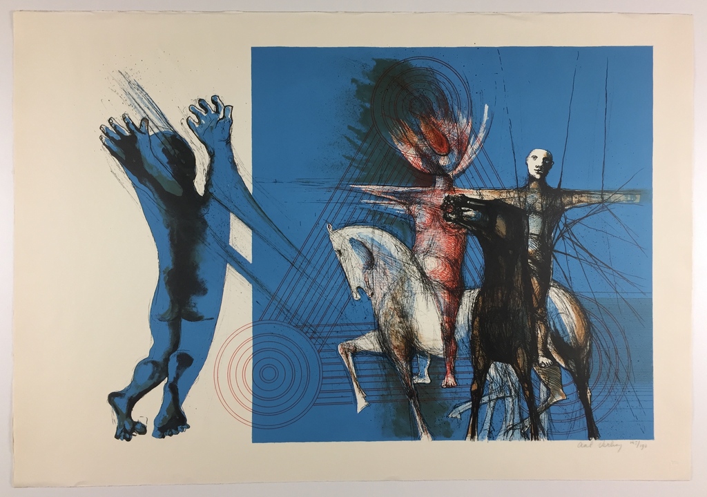 Aat Verhoog, litho, 'Ruiters van de tijd', 1965 kopen? Bied vanaf 79!