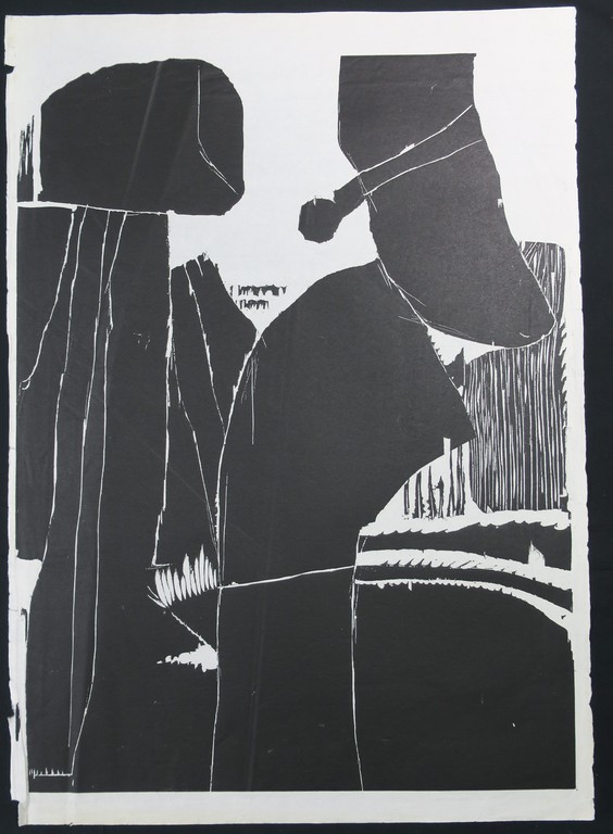 Guillaume Le Roy: Houtsnede op Rijstpapier, Z.T. (Abstracte compositie) kopen? Bied vanaf 35!