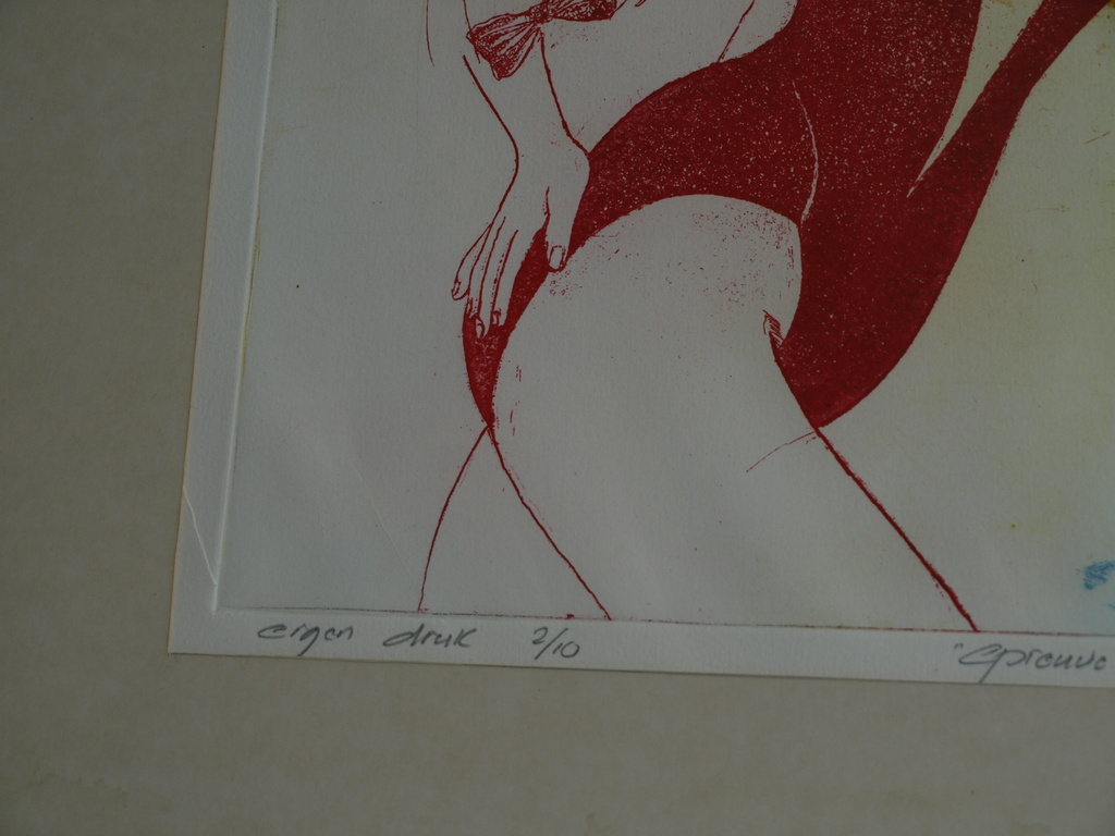 Gerard van Kerkhof : Ets – Dames in badpak - ingelijst – 1987 – oplage 10 ex. kopen? Bied vanaf 50!