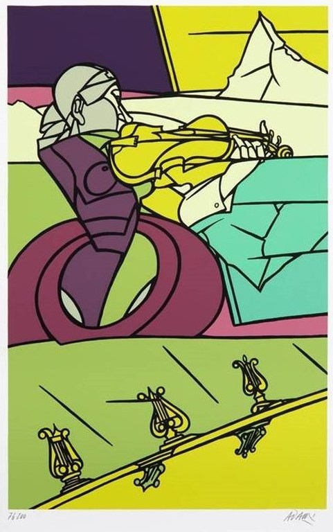 Valerio Adami: Zeefdruk, Fantasia per violino (groot) kopen? Bied vanaf 100!