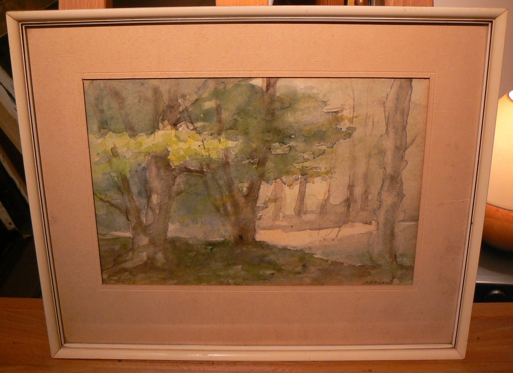 Joan Elias Oyens (1844-1897)  --  Aquarel  -- Bosgezicht kopen? Bied vanaf 30!