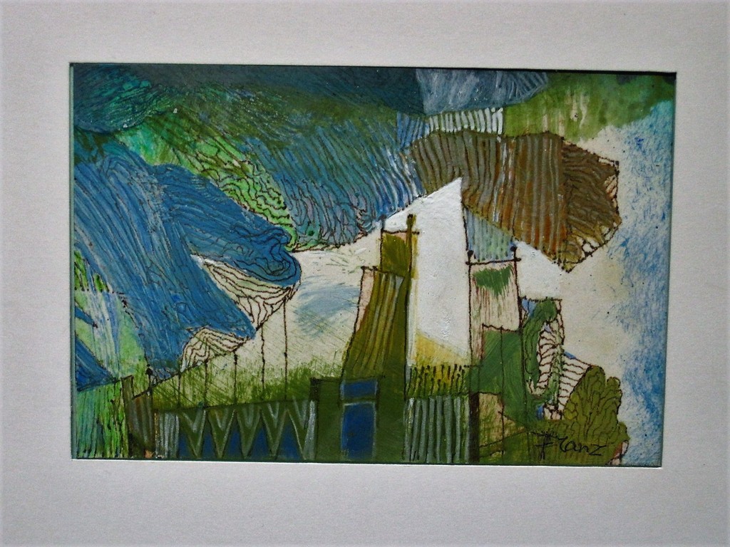 Nieuwe Haagse School Aquarel/Inkt "landschap met huizenrij" Piet Franz 1922-1991 verkocht voor € 140!