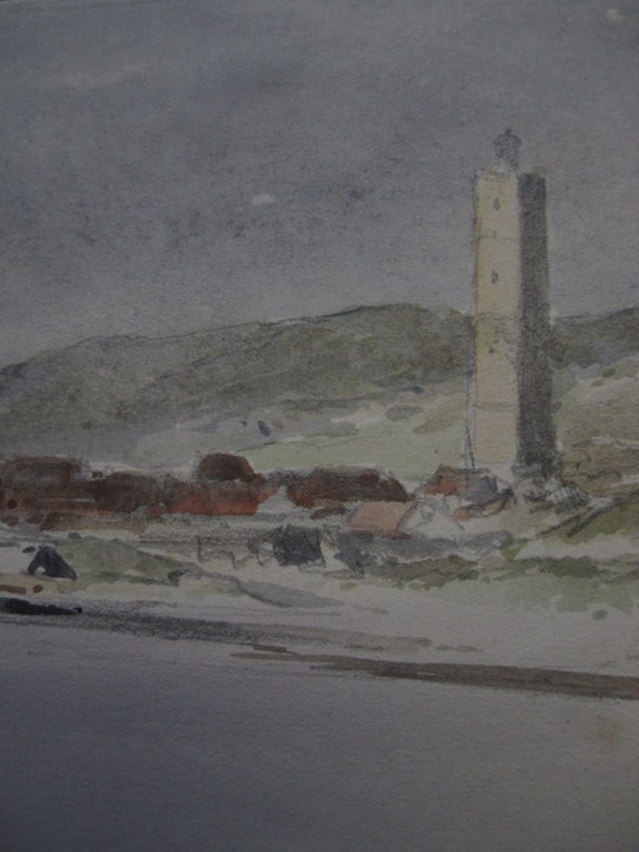 Magnifieke 19e Eeuwse Aquarel "strand Terschelling met Brandaris" G.L. Kiers  kopen? Bied vanaf 1!