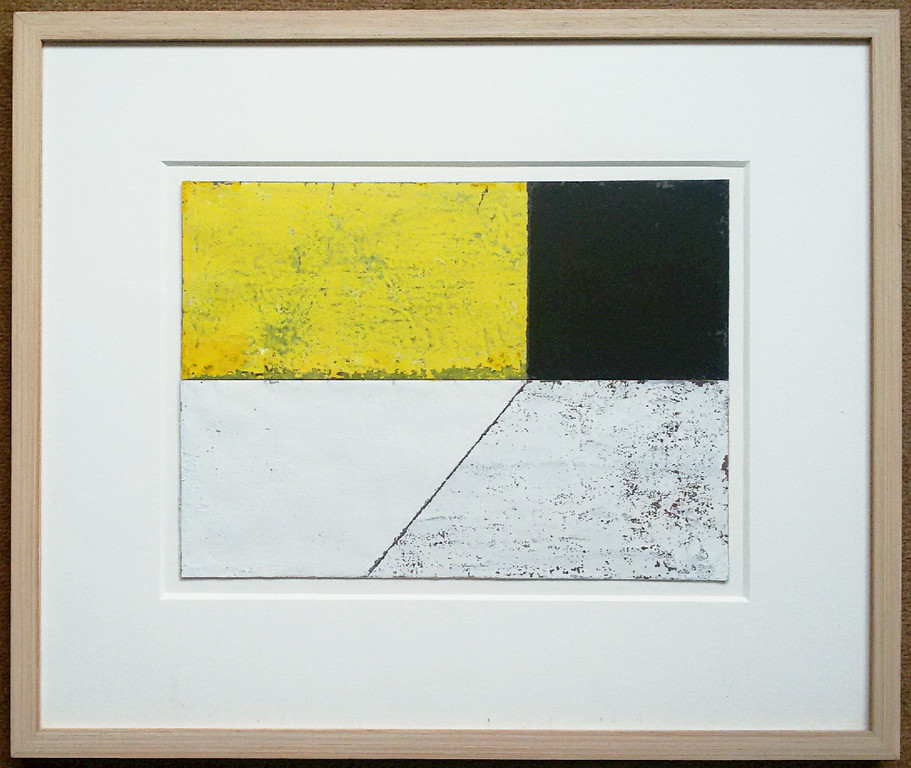 Henri Plaat - Compositie in zwart, wit, geel, gemengde techniek (mooi ingelijst) kopen? Bied vanaf 225!