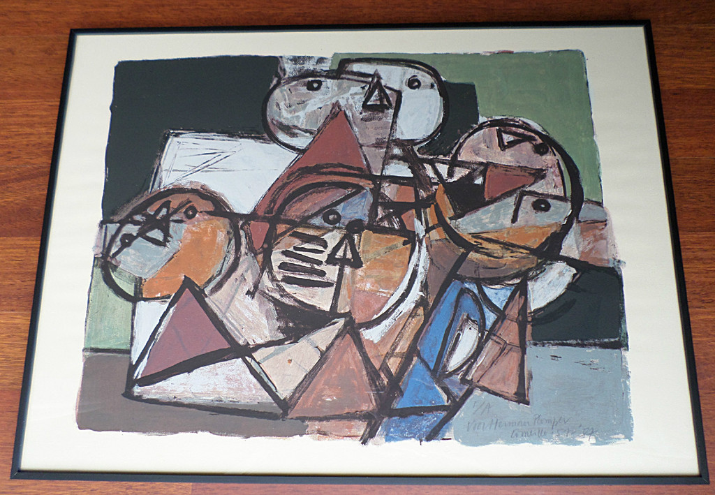 Corneille - Vier personages, zeefdruk (mooi ingelijst) kopen? Bied vanaf 200!