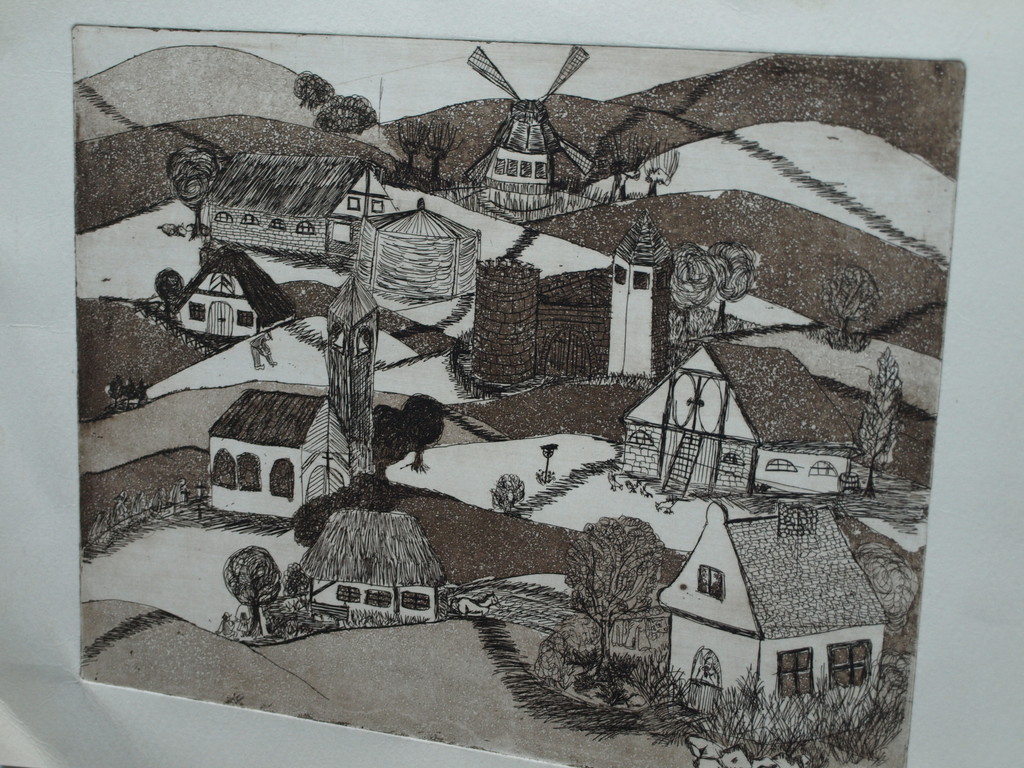 Onbekende kunstenaar : Ets en aquatint – Landschap met dorpje  kopen? Bied vanaf 1!