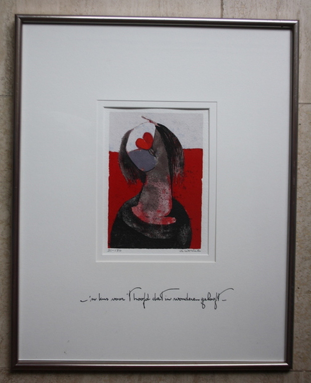 Ans Wortel. kleurenlitho: 'n kus voor 't hoofd dat in wonderen gelooft kopen? Bied vanaf 45!