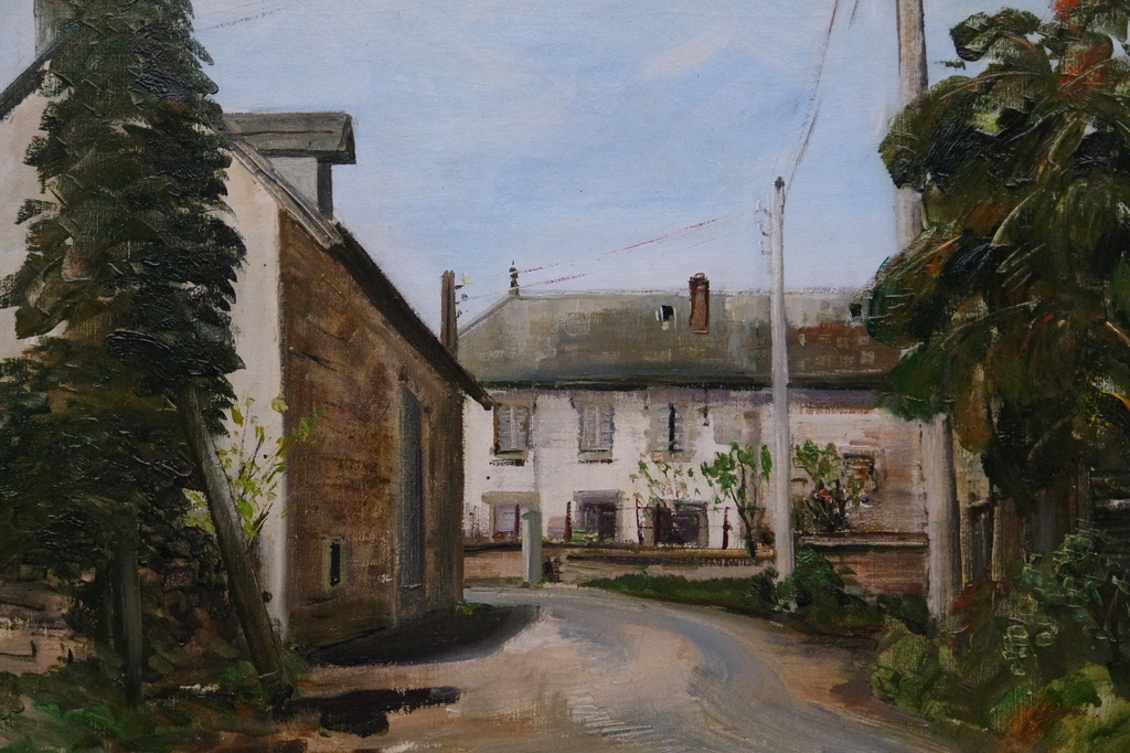 Jan Jurrien Moolhuizen - Olieverf op doek - Frans dorpsstraatje verkocht voor € 185!