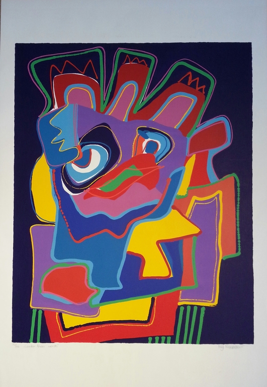 Marianne Naerebout, zeefdruk " Louder than words " verkocht voor € 70!