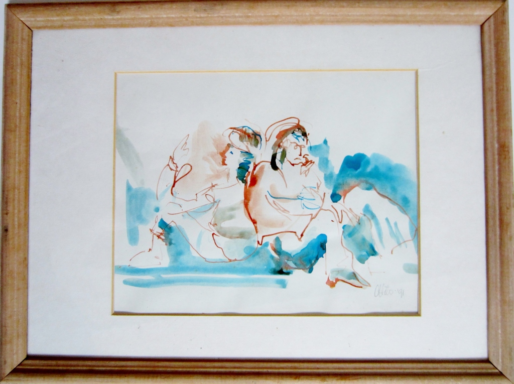 Aquarel op papier, 1991 kopen? Bied vanaf 1!