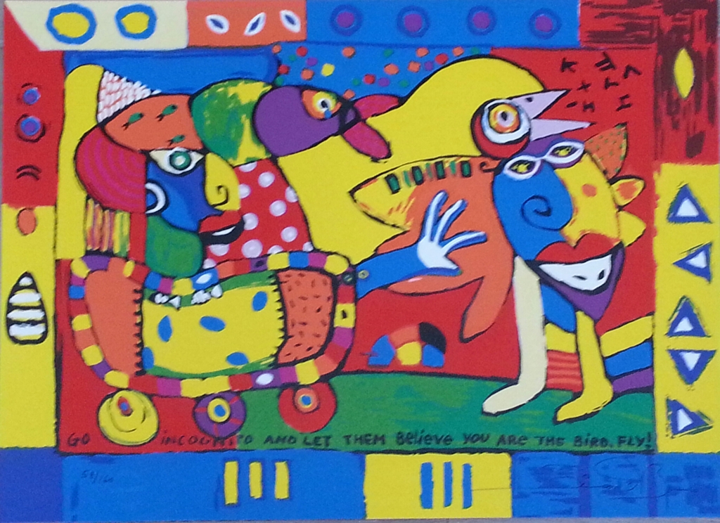 Simon and Bruno. Losse zeefdruk. Titel "Let them believe you are the bird" kopen? Bied vanaf 25!