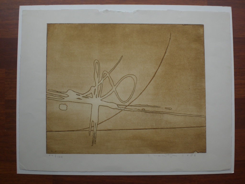 Jan Montyn: Kleurenets (aquatint), abstract verkocht voor € 140!