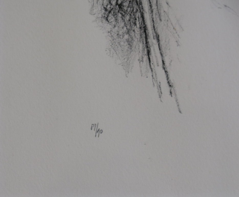 Metten Koornstra: Litho, Zonder titel (aan het bed) -Ingelijst kopen? Bied vanaf 70!