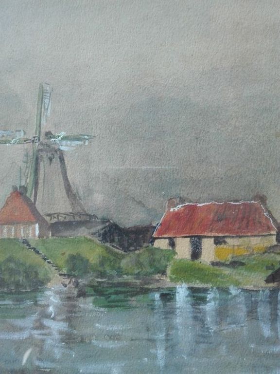 Onbekende kunstenaar gesigneerd, Haagse School?, aquarel, Rivierlandschap kopen? Bied vanaf 25!