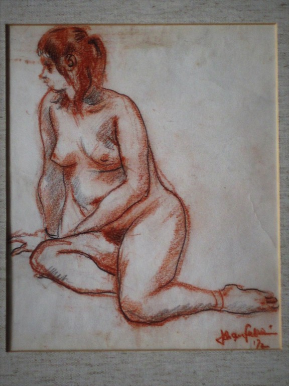 Fraaie roodkrijttekening "naakte vrouw" van schrijver/illustrator jo Fabricius  kopen? Bied vanaf 1!