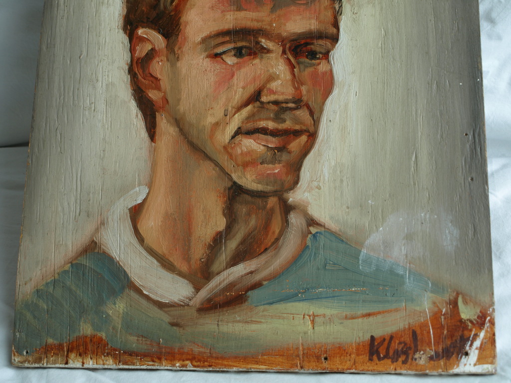 Peter Klashorst : acrylverf op paneel – Portret man – gesigneerd - ca 1998  kopen? Bied vanaf 75!