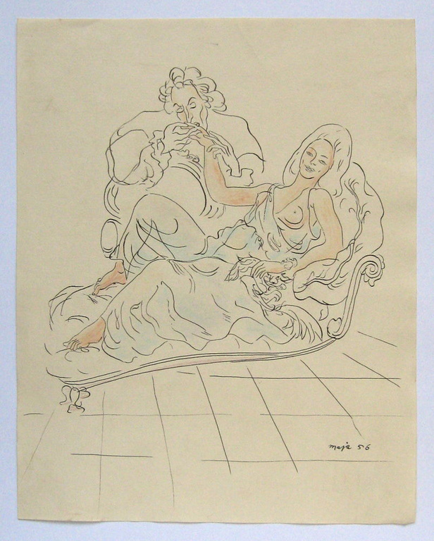 Maja Berezowska - Indische inkt en aquarel - 'scena erotyczna IV' kopen? Bied vanaf 4500!