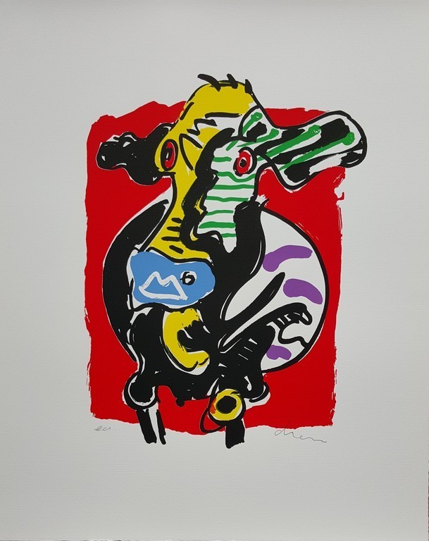 PETER DIEM Grote Zeefdruk(40x50cm)   KOE ROOD  Handgesigneerd kopen? Bied vanaf 1!