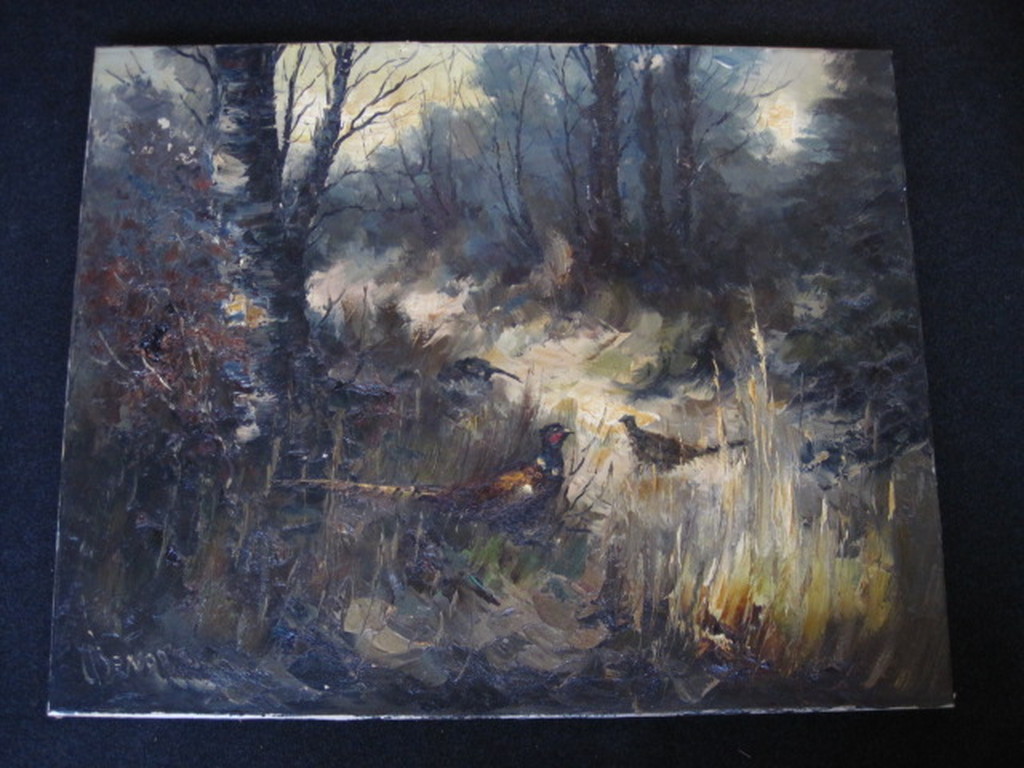 Indrukwekkend olieverf "Fazanten in winters bos" door John Bevort 1917-1996 kopen? Bied vanaf 1!
