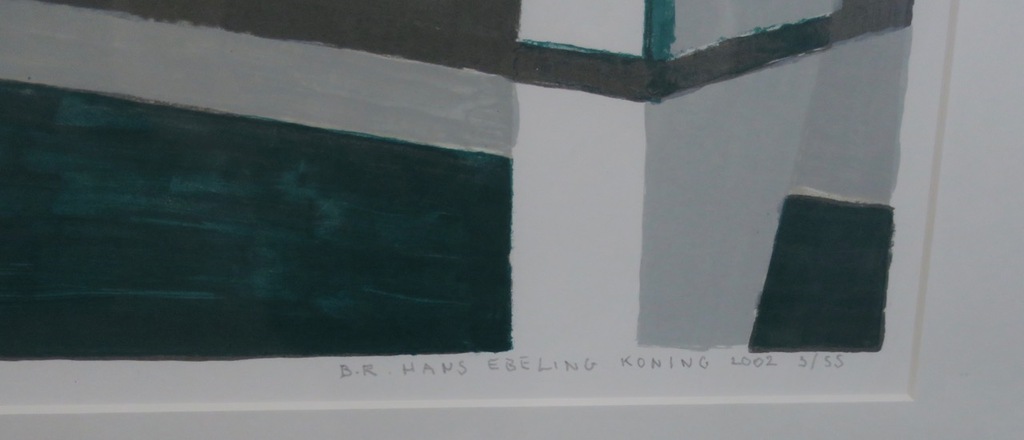 Hans Ebeling Koning: Zeefdruk, Brug rechts - Ingelijst (groot) kopen? Bied vanaf 50!