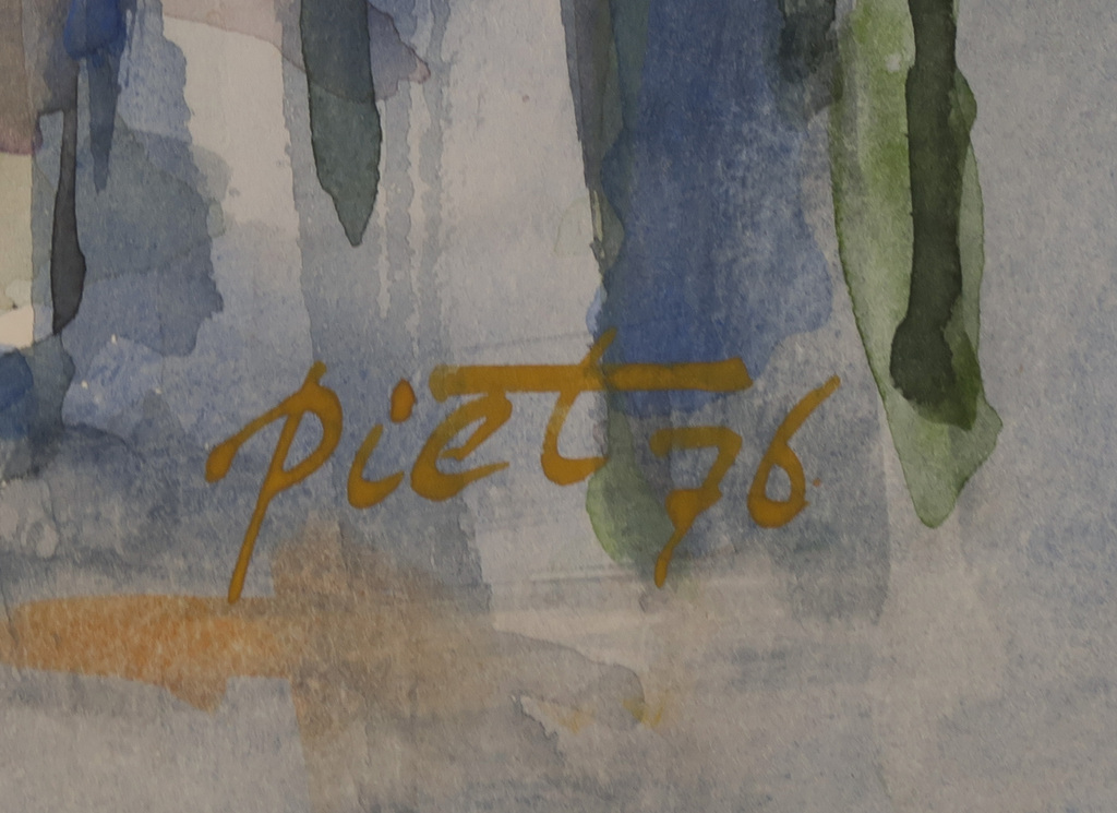 Piet Snoeren: Aquarel, Z.T. Vazen met bloemen kopen? Bied vanaf 20!