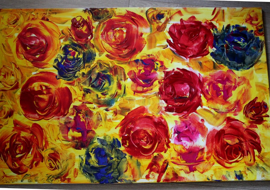 Elena Polyakova: Acrylverf , Kleurige rozen kopen? Bied vanaf 145!