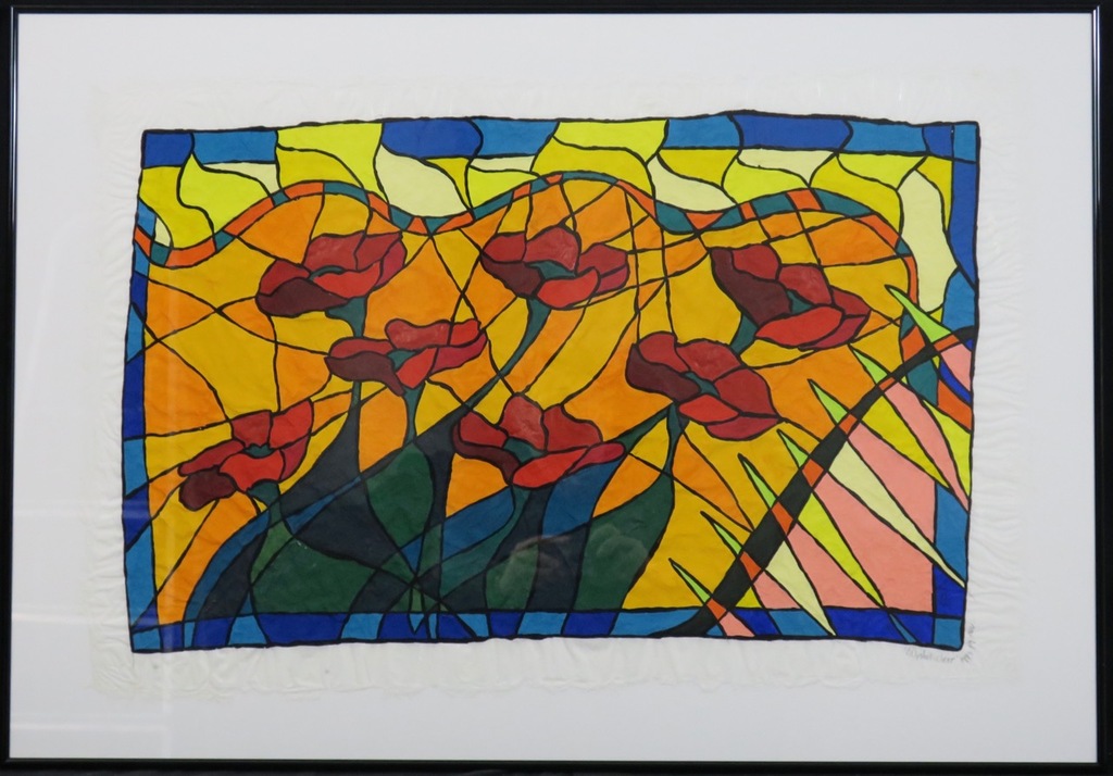 Piet Quekel: Gouache op rijstpapier, Crystal clear - Ingelijst verkocht voor € 220!
