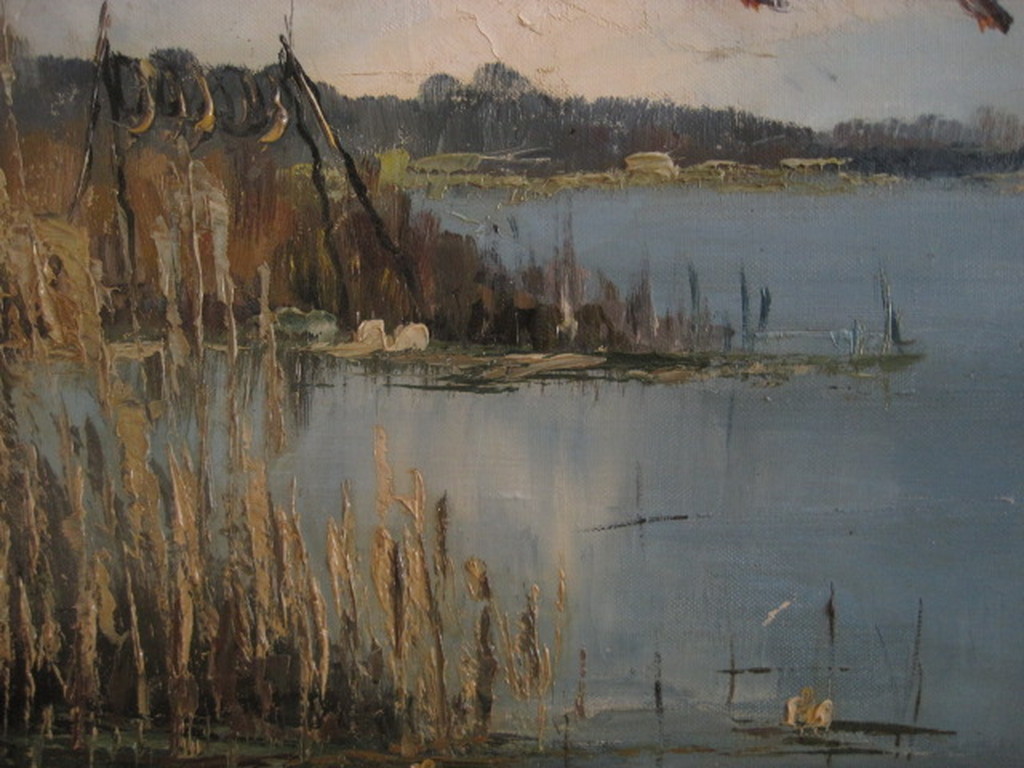 (1235) GROOT olieverf "opvliegende eenden boven plas" van Peter Brouwer 1935 kopen? Bied vanaf 1!