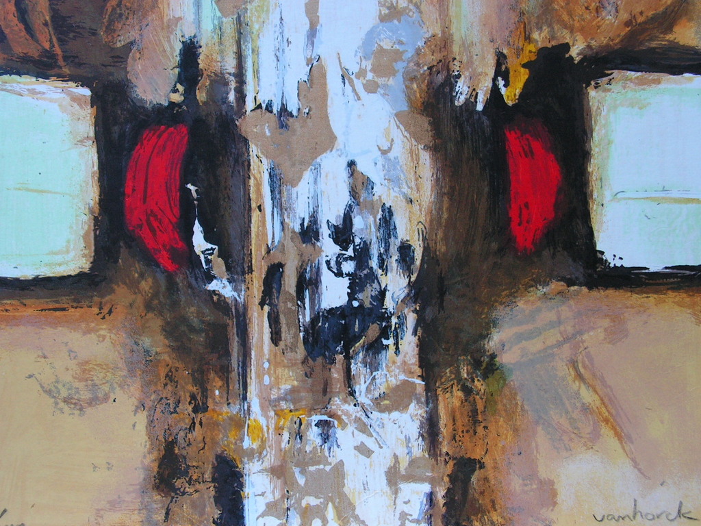 Hans Vanhorck - zeefdruk - abstract ZT verkocht voor € 35!