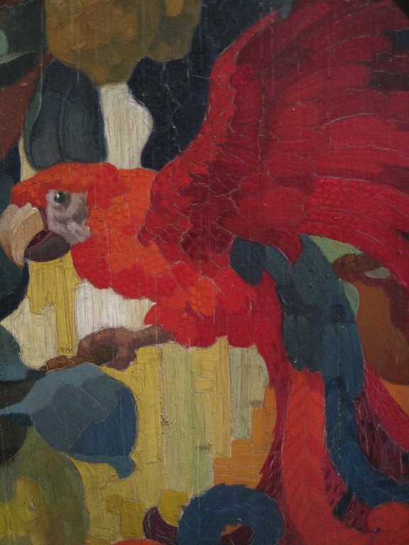 H.J. Eshuys 1888-1967 post-impressionisme olieverf papegaai ara  verkocht voor € 150!