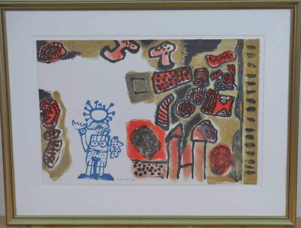 Corneille: Kleurenlitho, Femme de Nuit et d'Aube VI - Ingelijst verkocht voor € 350!