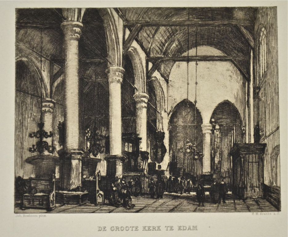 Heinrich Martin Krabbé Ets. De Grote kerk te Edam Verkocht