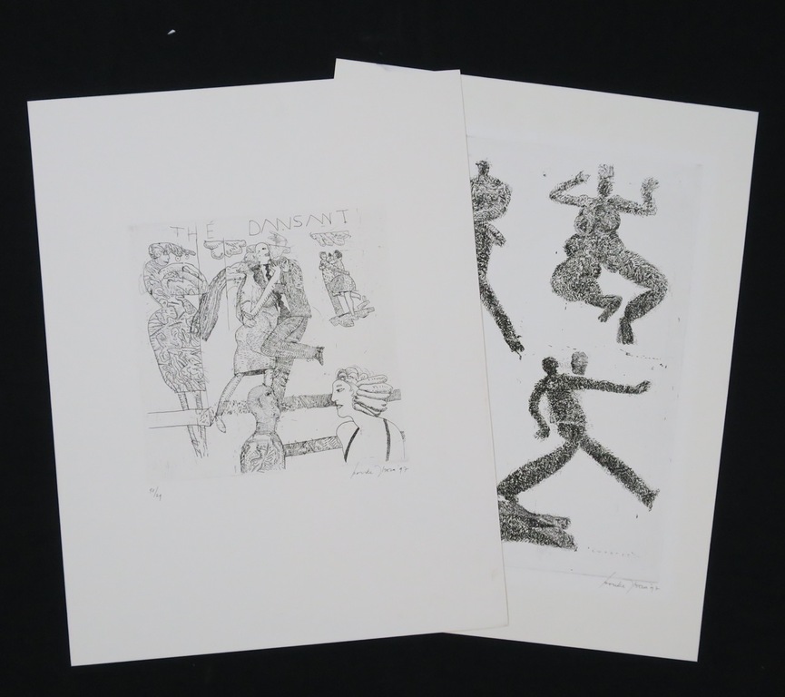 Lot met 2 etsen van Bouke Ylstra: The dansant, Kwartet kopen? Bied vanaf 1!
