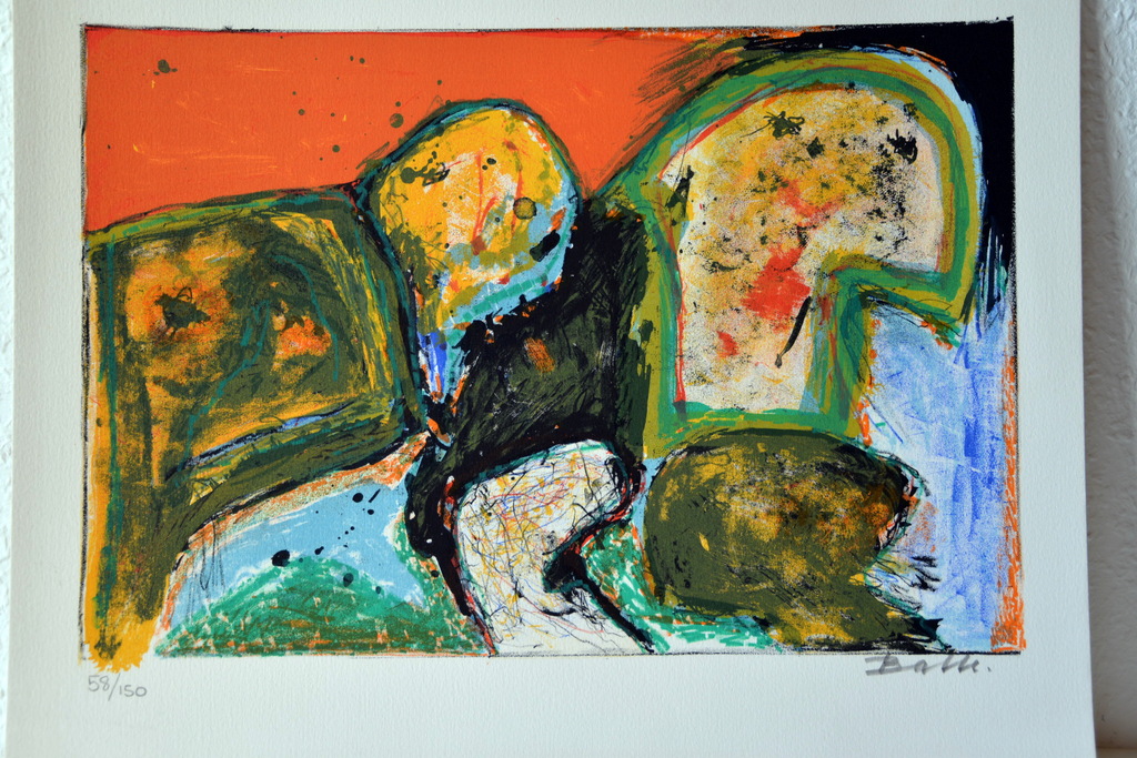 Mogens Balle - kleurenlitho - 'Fantasiefiguren' - Cobra - gesigneerd - 58/150 verkocht voor € 89!